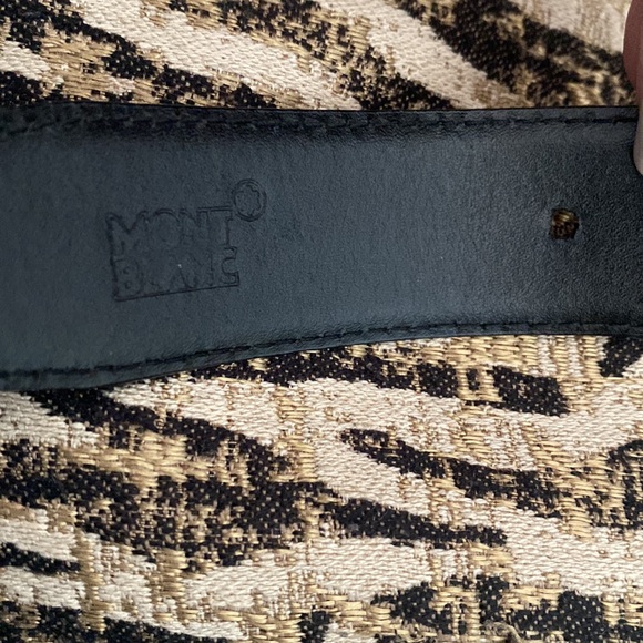 Mont Blanc men’s Italian leather belt rectangular palladium pin buckle size L - Picture 6 of 7